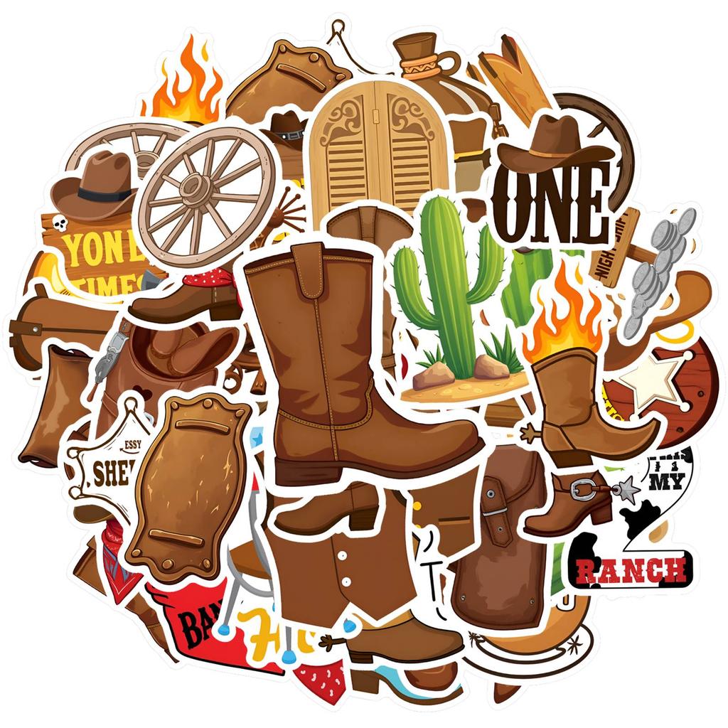 35pcs-50pcs Whimsical Ranch Stickers Playful Adventure Ranch Stickers Stationery Stickers For DIY Phone Laptop Scrapbook Bike