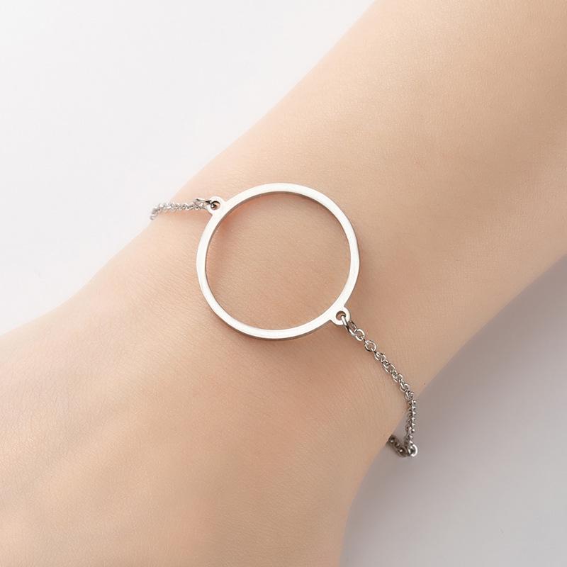Stainless Steel Geometric Hollow Round Pendant - Minimalist Light Luxury for Girls