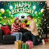 Nuxovilar Soccer Birthday Banner - Sports Theme Party Backdrop with Balls, 71x43 Inch Large Decor for Boys, Kids, Yard Sign, Reble Stadium Background
