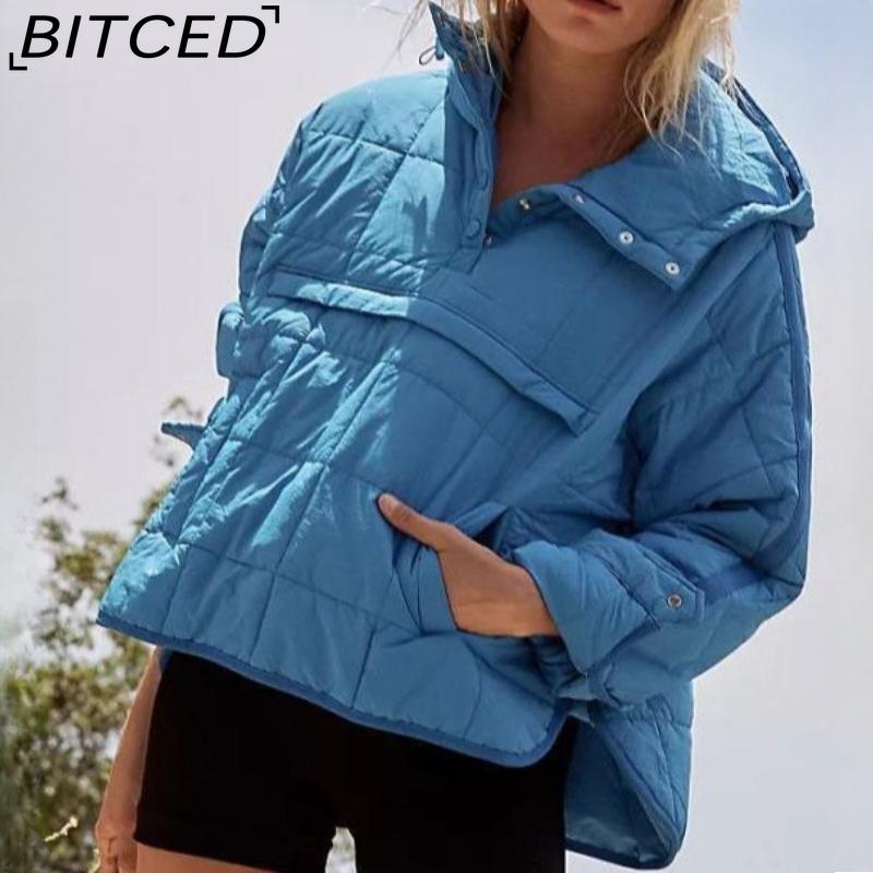 BITCED Women's Warm Cotton Coat with Zip-Up Cardigan