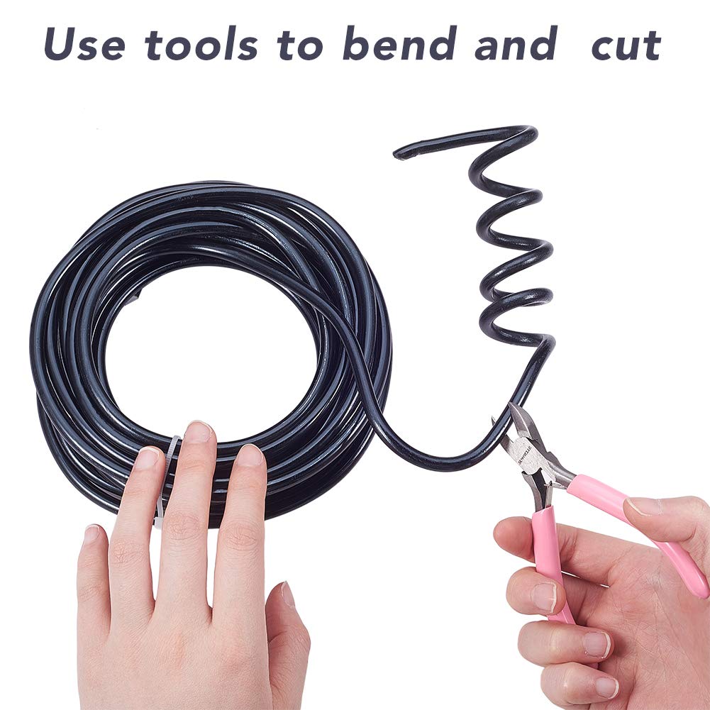 BENECREAT Lunghezza Totale 7m Diametro Filo 6mm Filo di Alluminio Nero per Figurine Decorative Florista Supplementare Lavorazione Artigianale, Giardinaggio, Creazione,