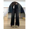 Tall and thin black and gray wide-leg jeans for women's autumn and winter, new design high-waisted straight pants