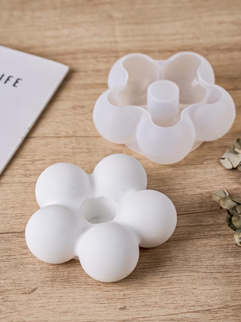 DIY Niedlicher Wolken-Blumen-Kerzenhalter Silikonform Handgemachtes Kerzenständer-Ornament Gipsform Harz-Handwerk Gießen Heimdekor