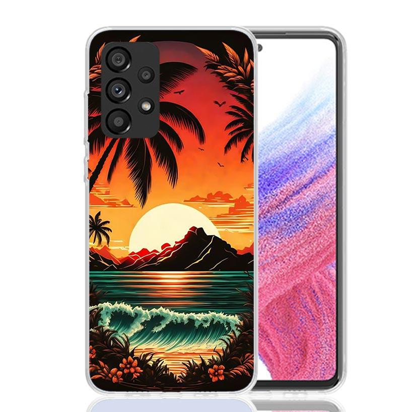 Sailing Boat Sunset Phone Case For Samsung Galaxy A13 A14 A15 A16 A53 A54 A55 A56 A33 A34 A35 A36 A23 A24 A25 A26 A05S A04S A73