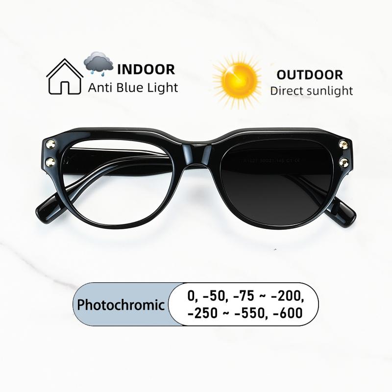 Brand Design Rice Nail Stripes Frame Men Myopia Glasses Prescription Nearsight Anti Blue Ray Women Short Light Optical Eyewear