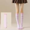 1 Paar knielange schwarze weiße rosa Wadenstrümpfe warme gestreifte Socken für Jungen Mädchen japanischer Stil bunte gestreifte Socken