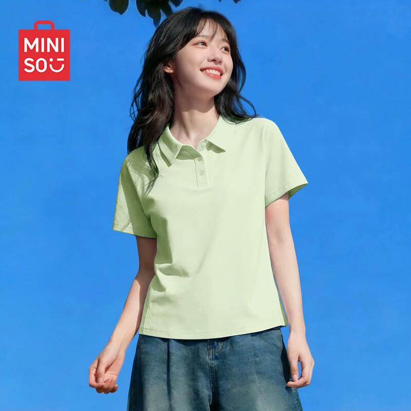 MINISO Women s 2026 Summer Ice Silk Polo T-Shirt L