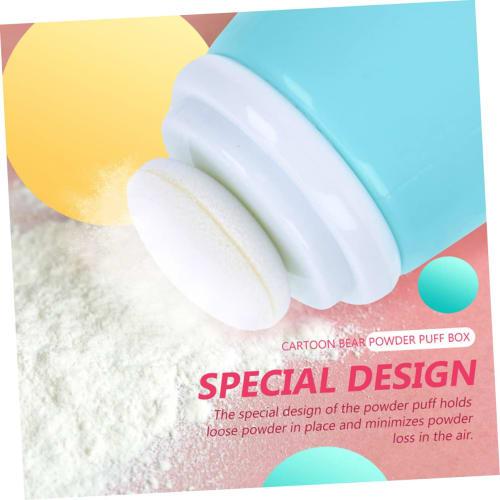 SECFOU 2-Piece Baby Powder Puff Case with Cute Bear Design, Travel Powder Bottle with Large Capacity, Suitable for Babies and Adults, Convenient for D