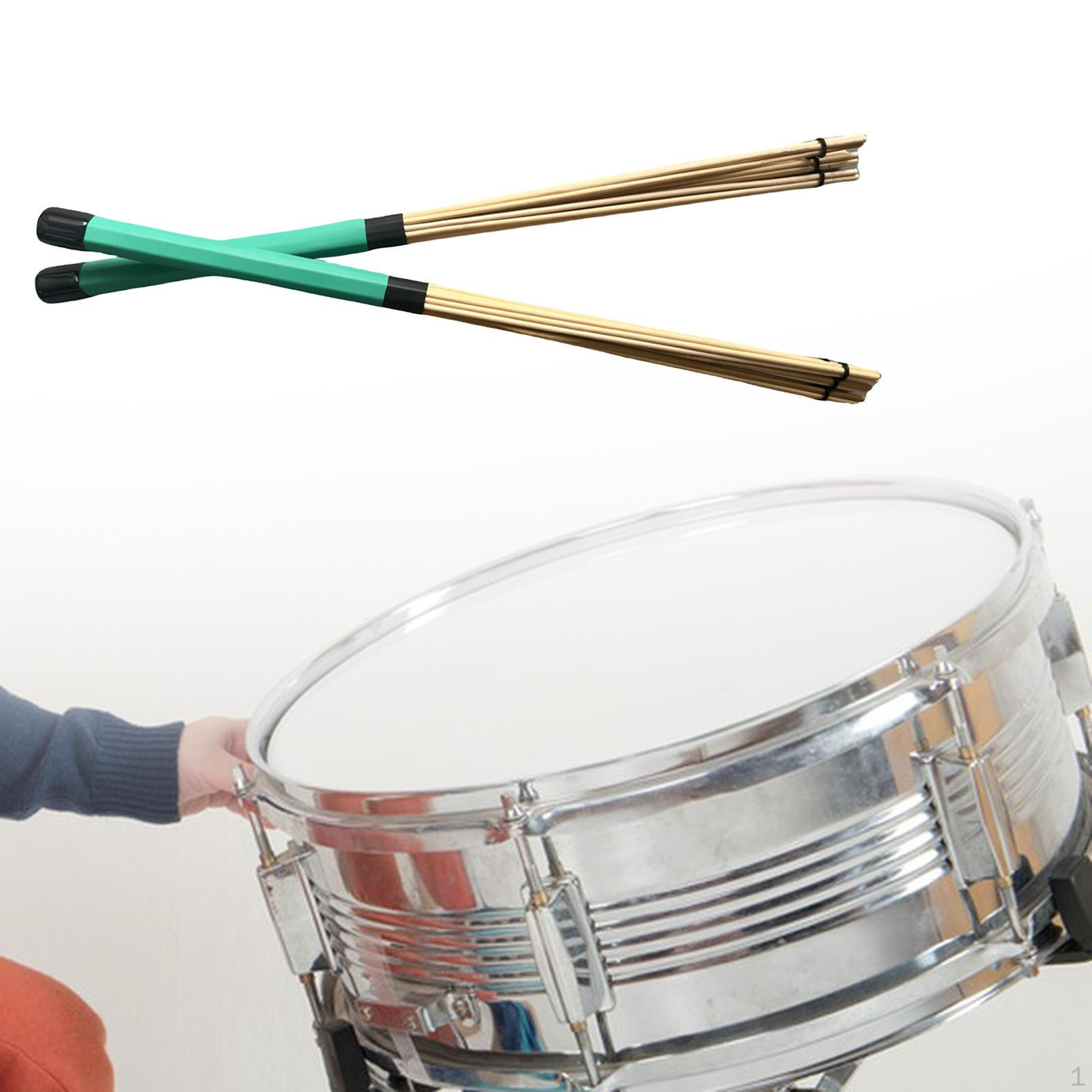 

2 шт., бамбуковые барабанные палочки, щетки, гладкие ручки, длина 15,94 дюйма для акустики зелёный
