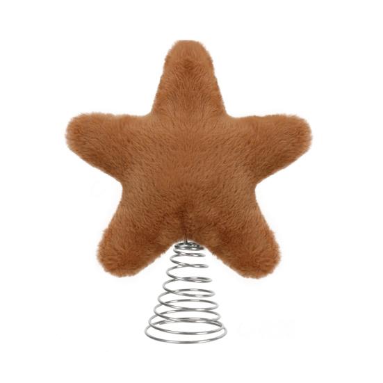 Christmas Tree Topper Plush Star Decoration Xmas Five-Pointed Star Tree Topper with Spring for Holiday Tree Decoration