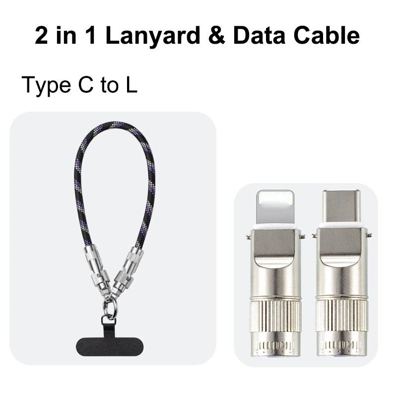New Design Type C Portable Braided Wrist Strap Neck Strap Crossbody Lanyard Fast Charging Data Cable for Mobile Phone