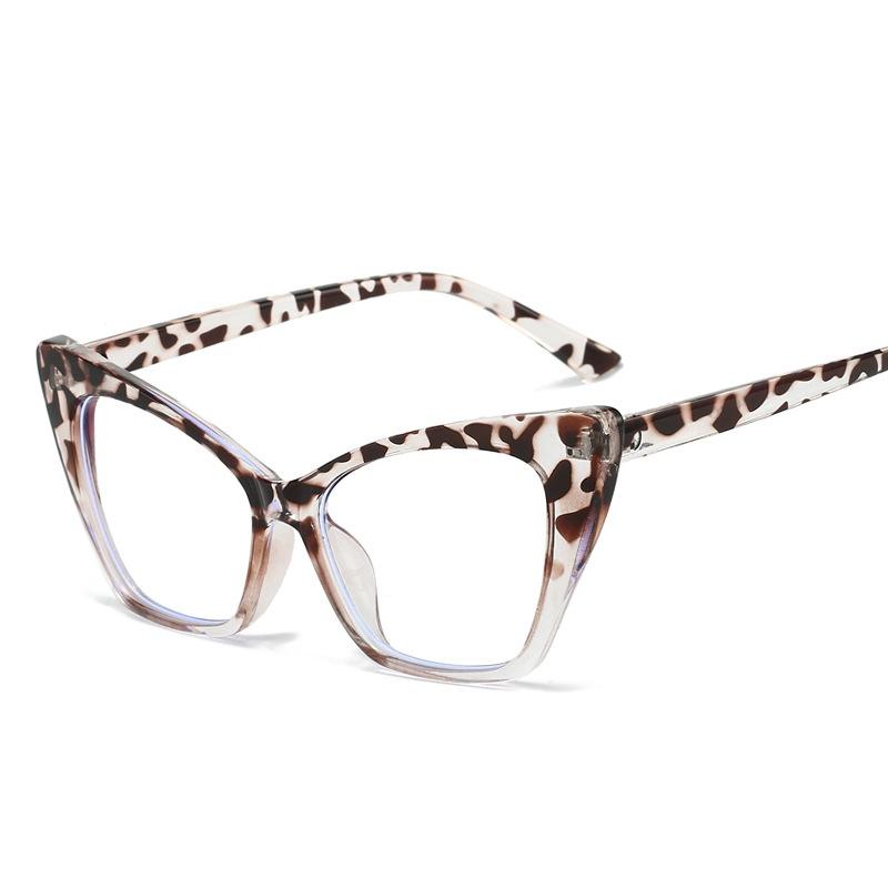 Women Cat Eye Glasses Fashion Retro Anti Blue Light Large Frame Color Computer Eyeglass Luxury Brand Design Decorative Eyewear