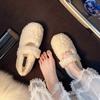 Gentle Fairy Wind Round Head Word with Lamb Wool Shoes Female Autumn and Winter Wear Flat-bottomed Pregnant Women Warm Bean Cotton Shoes