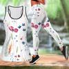 Suya Flower Print Yoga Outfit for Women Fashion Workout Leggings Fitness Sports Casual Yoga Set Sports Suit