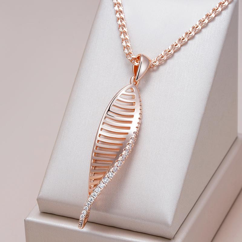 Kienl   Rose Gold Color Long Pendant Necklace For Women Crystal Flower Natural Zircon Accessories Daily Vintage Jewelry