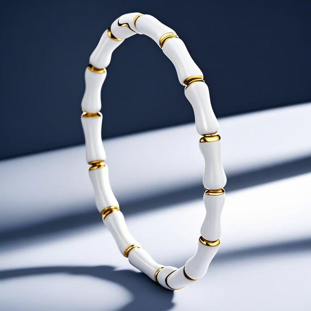 Stainless Steel Bamboo Joint Bracelet - European & American Design with Buckle, Titanium Steel Women's Jewelry.