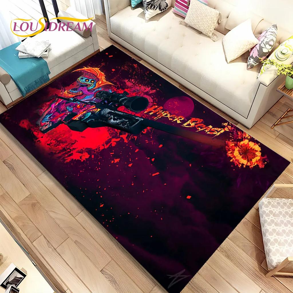 3D Assault Rifle Pistol Gun CS M4 AK USP Game Area Rug,Carpet for Home Living Room Bedroom Sofa Doormat Decor,Non-slip Floor Mat