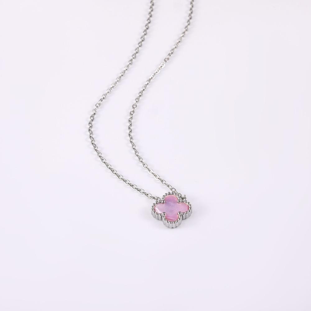 Non-fading High-quality Jewelry Double-sided Four-leaf Clover Necklace Women's Live Broadcast Hot-selling Titanium Steel Collarbone Chain