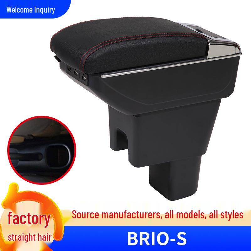 

Compatible Armrest Box for Honda Brio-S (International Version) Single Layer Black Black Stitch