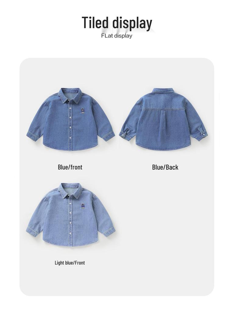 2026 Boys' European Denim Shirt Jacket - New Spring/Autumn Kids' Trendy Clothing