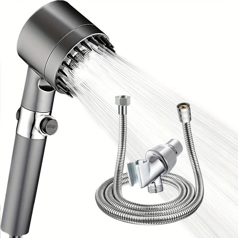 Pressurized Handheld Shower Set with Filtered Spray & Massage Nozzle in Gun Grey