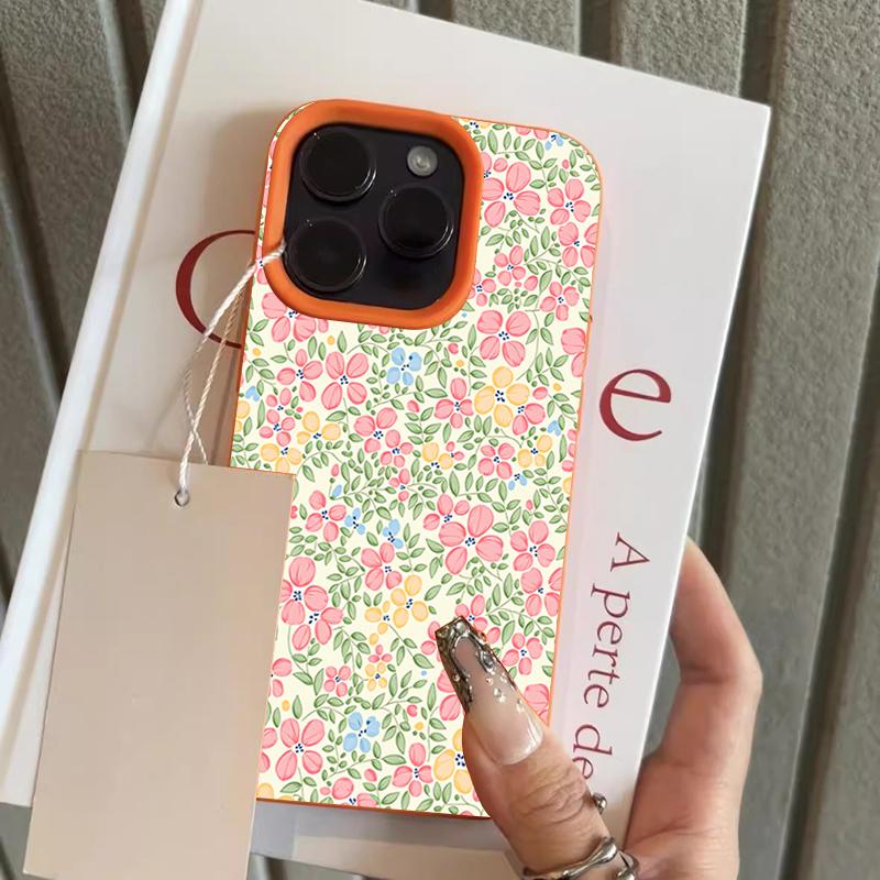 

Screen Full Flowers Lychee Texture Silicone Phone Case For iPhone 17 Pro Max 11 12 13 14 15 16 Pro 15 Plus 17 Air Soft Cover iPhone 14