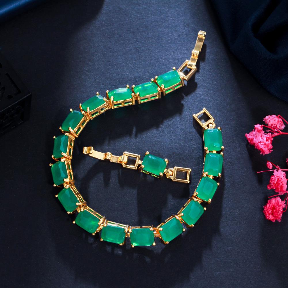 Celebrity Personality Square Full Diamond Aaa Zircon Electroplated Gold Bracelet Women'S Jewelry