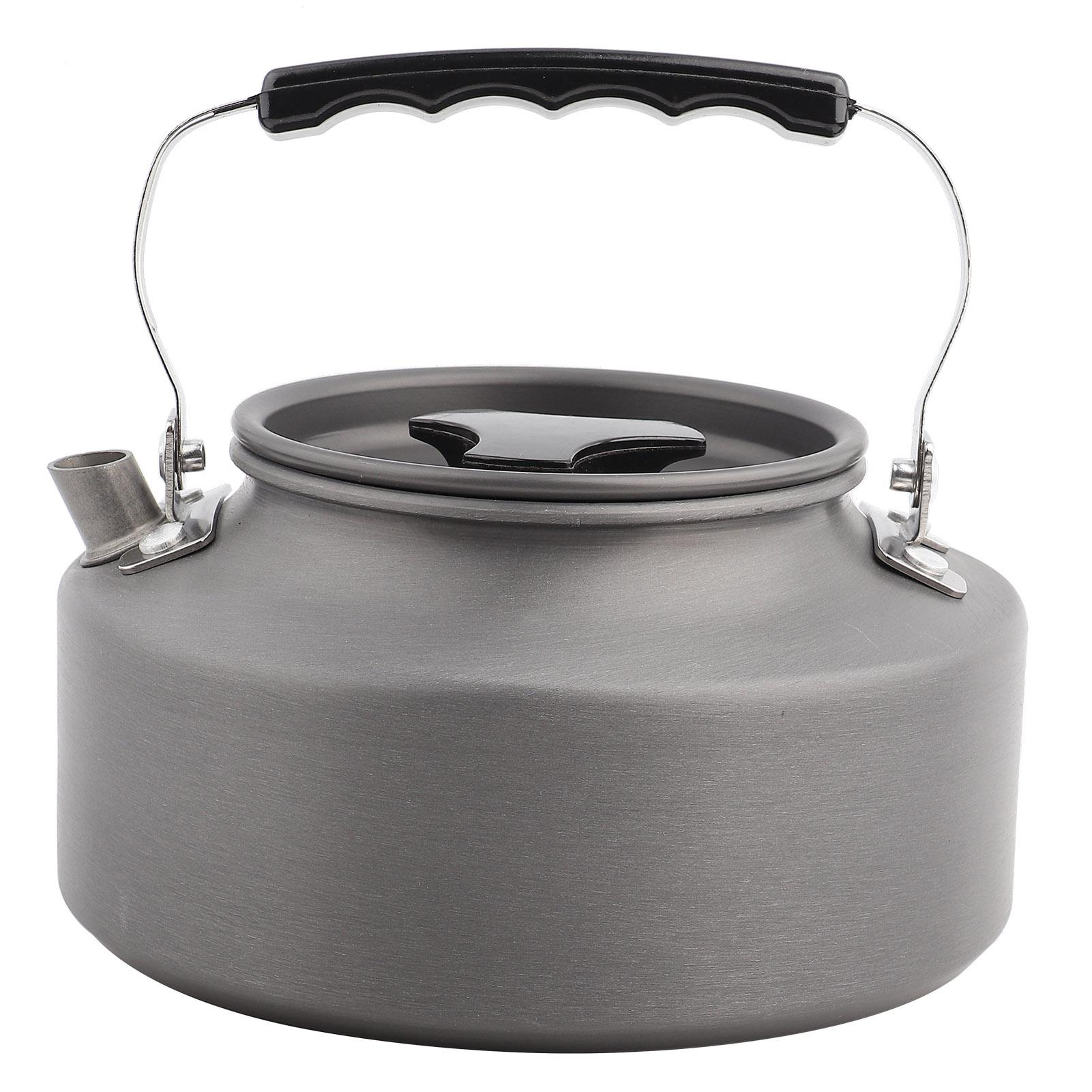 

1.1L AluminumTeapot Coffee Tea Pot Kettle for Camping Hiking Kitchen Black Handle