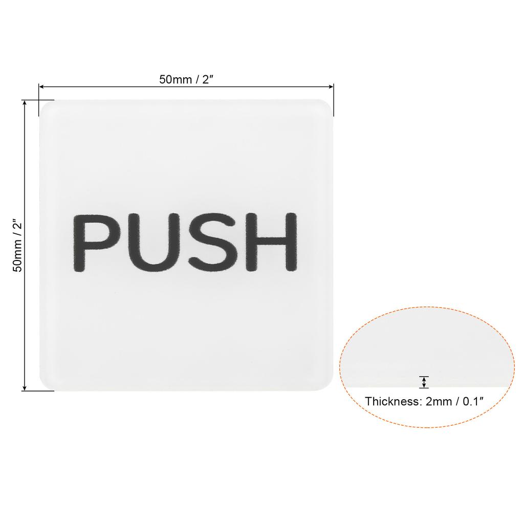 Push Pull Door Sign, 4 Pcs Self-Adhesive Square Acrylic Gate Sticker Wall Marker for Office Store Shop
