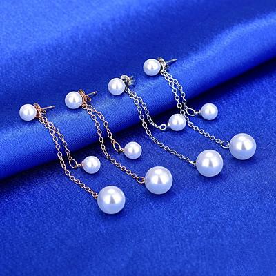 Temperament Lange Kwast Oorbellen voor Dames Elegante Parelmoer, Knop Oorbellen Sexy Hanger