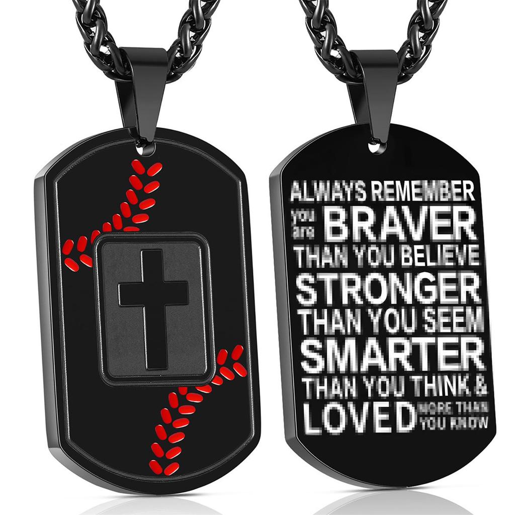 New Baseball Cross Army Brand Pendant Necklace Men's Versatile Sports Style