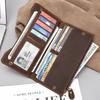 Crazy Horse Leather Long Wallet for Men Full Grain Cowhide Retro Business Wallet Handmade Snap Closure Card Holder Ready Stock