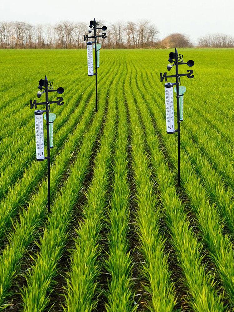 1.4m Plastic Weather Station Kit Thermometer Rain Gauge Wind Vane