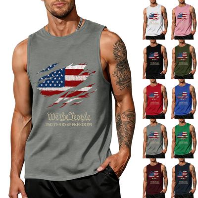 Hommes Chemises 4 Juillet USA Débardeurs Musculation Patriotiques