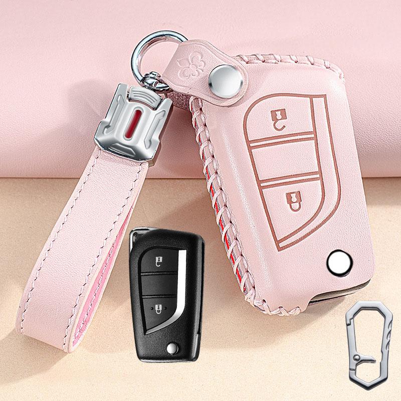 Leather Shell Key Fob Case Cover For Toyota Auris Corolla Reiz Avensis Verso Yaris Aygo Rav4 Scion TC IM 2015 2016 Keychain Bag