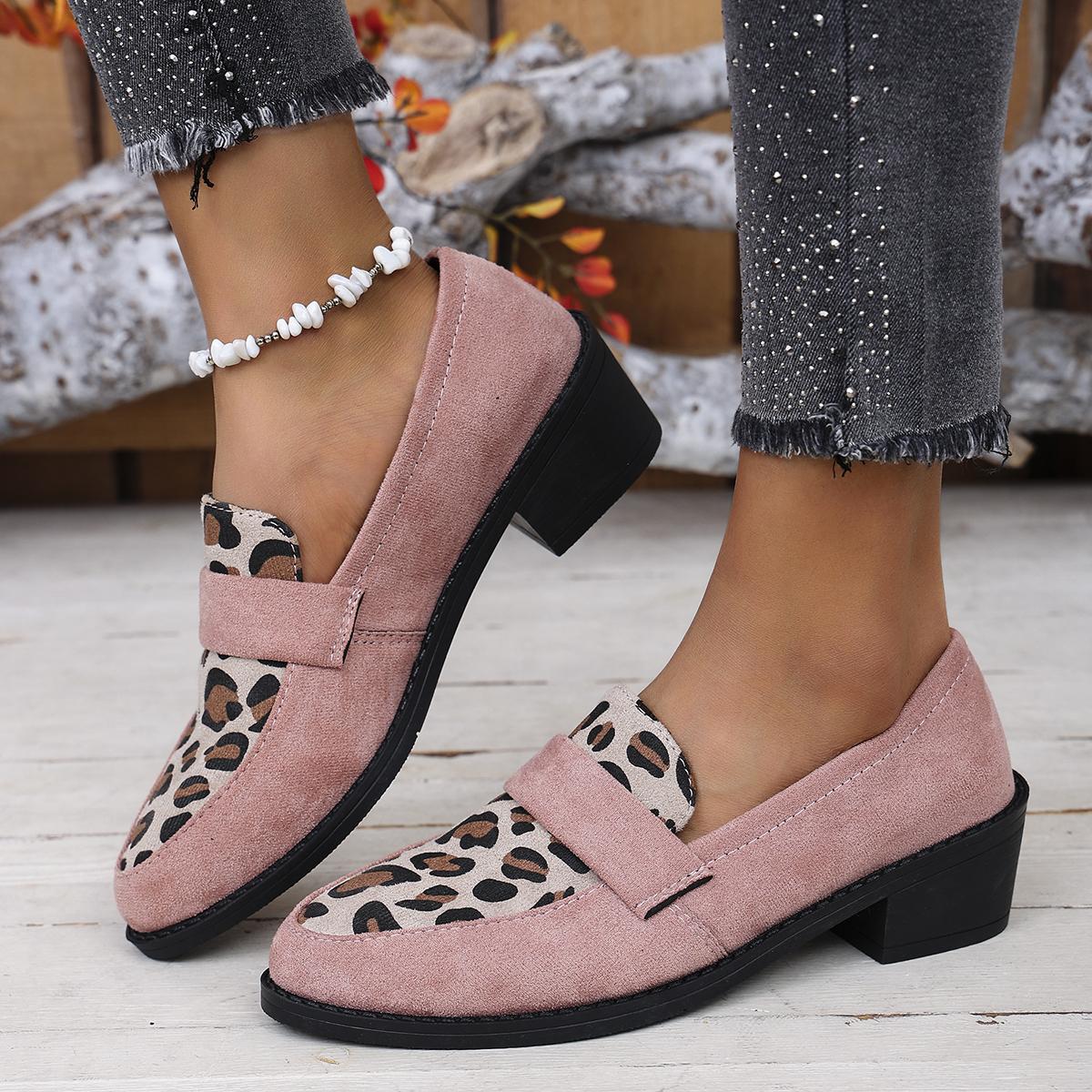 

Модные женские туфли-лодочки Весна Осень Модные повседневные туфли на среднем каблуке с острым носком с леопардовым принтом Женская удобная обувь слипоны для женщин 36