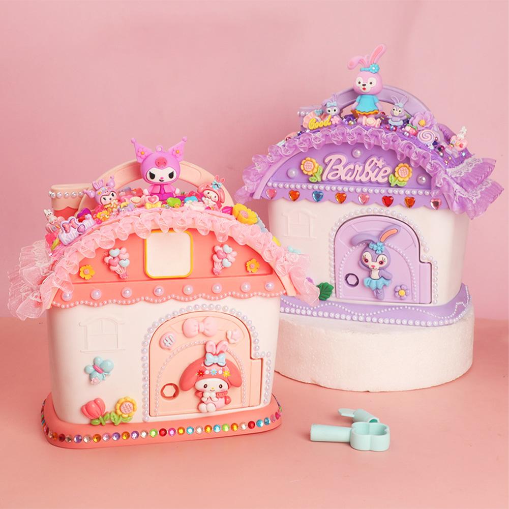 Kids Cartoon Piggy Bank Cute Candy House DIY Money Bank Handheld Treasure Chest Gifts For Girls Boys