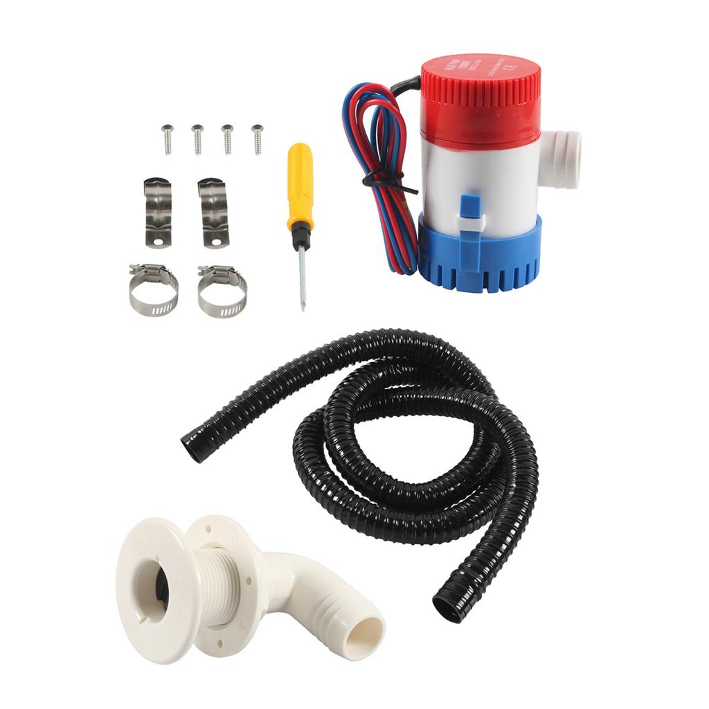 High Efficiency Motorhomes Bilge Pump Hose 1-1/8 Inch Plumbing Kit Featuring 90 Degree Elbow Thru Hull Scupper & Clamps