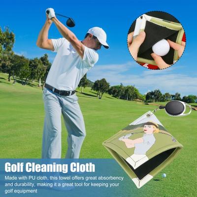 Golf Towel Club Head Ball Cleaning Cloth with Buckle Hook Water Absorption Golf Cloth Towel