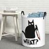 Laundry Collector Cat What Murderous Black Cat With Knife Gift Premium Foldable Laundry Basket Large Storage Baby Washing Basket