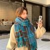 2025 Korean imitation cashmere scarf women's autumn and winter high-end warm shawl cute versatile plaid scarf