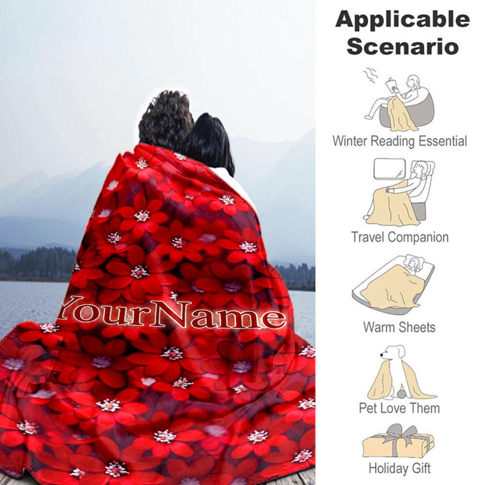 Rose Personalized Text Blanket Cozy Personalized Blanket Warmthful Decor Perfect for Picnics Living Room Office Nap Four Seasons Universal