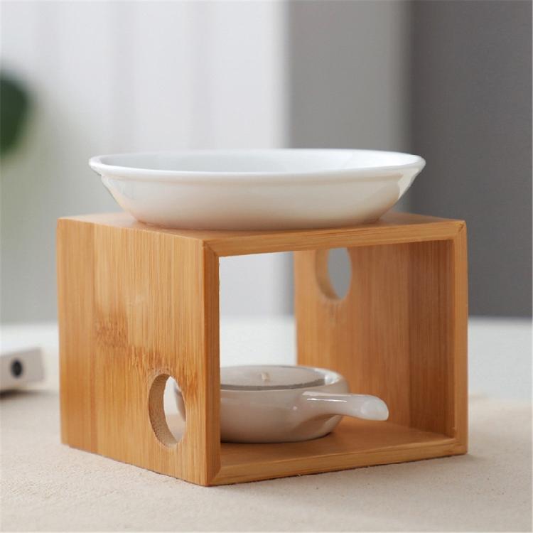 Elegant Wood Oil Warmer Diffuser Holder With Removable Ceramic Bowl For Easy Cleaning And Maintenance