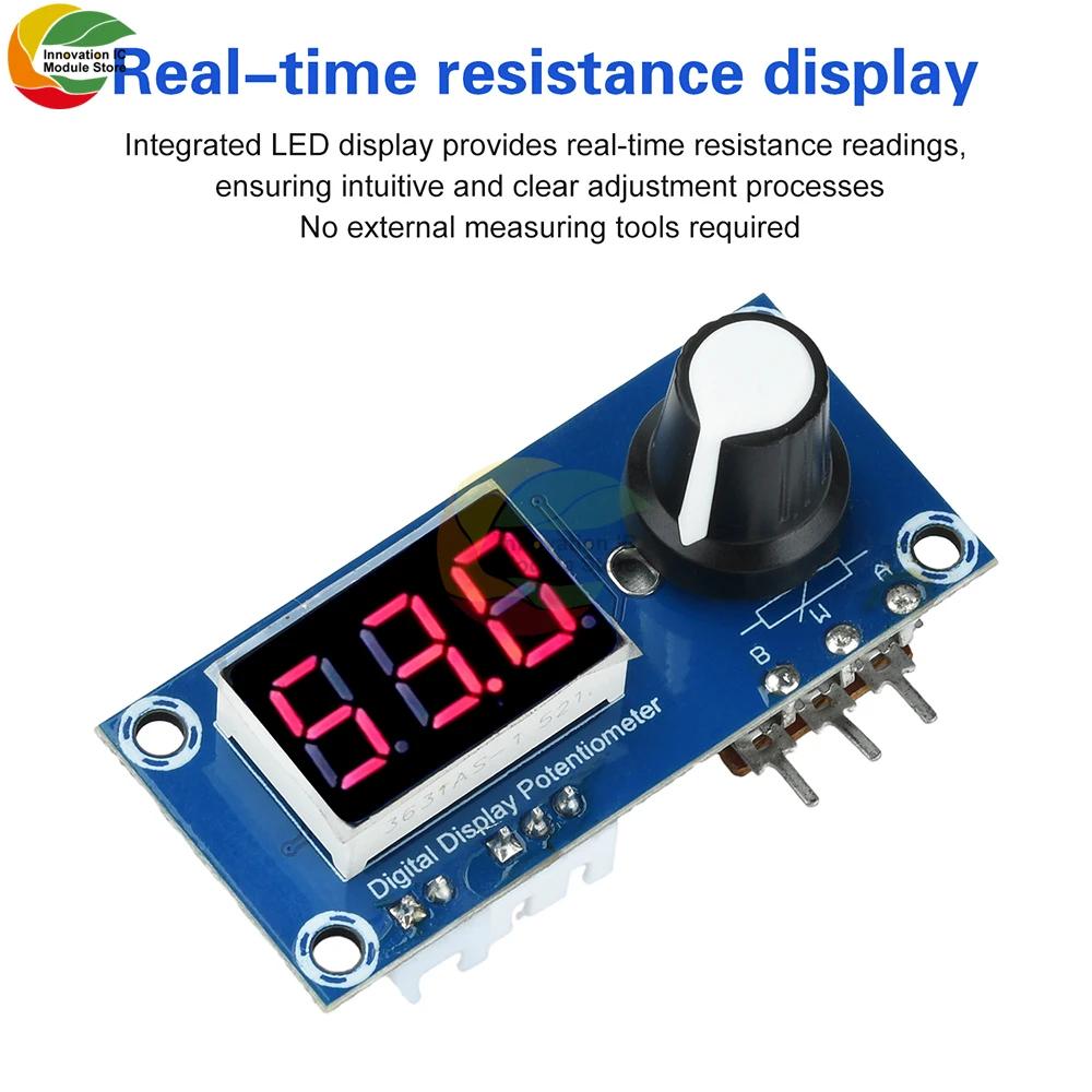LED Digital Display Single-Channel Potentiometer Module 5K/10K/20K Trimmer with 3-Digit 7-Segment Display