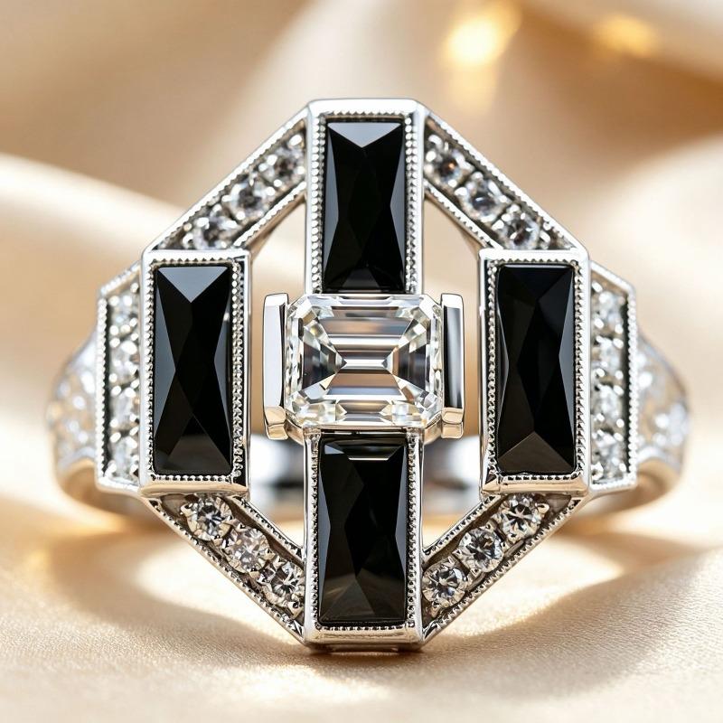 Luxury 2026 New Creative Square Women's Ring, European and American Exaggerated Rivet Decoration Hollow Women's Ring Trend