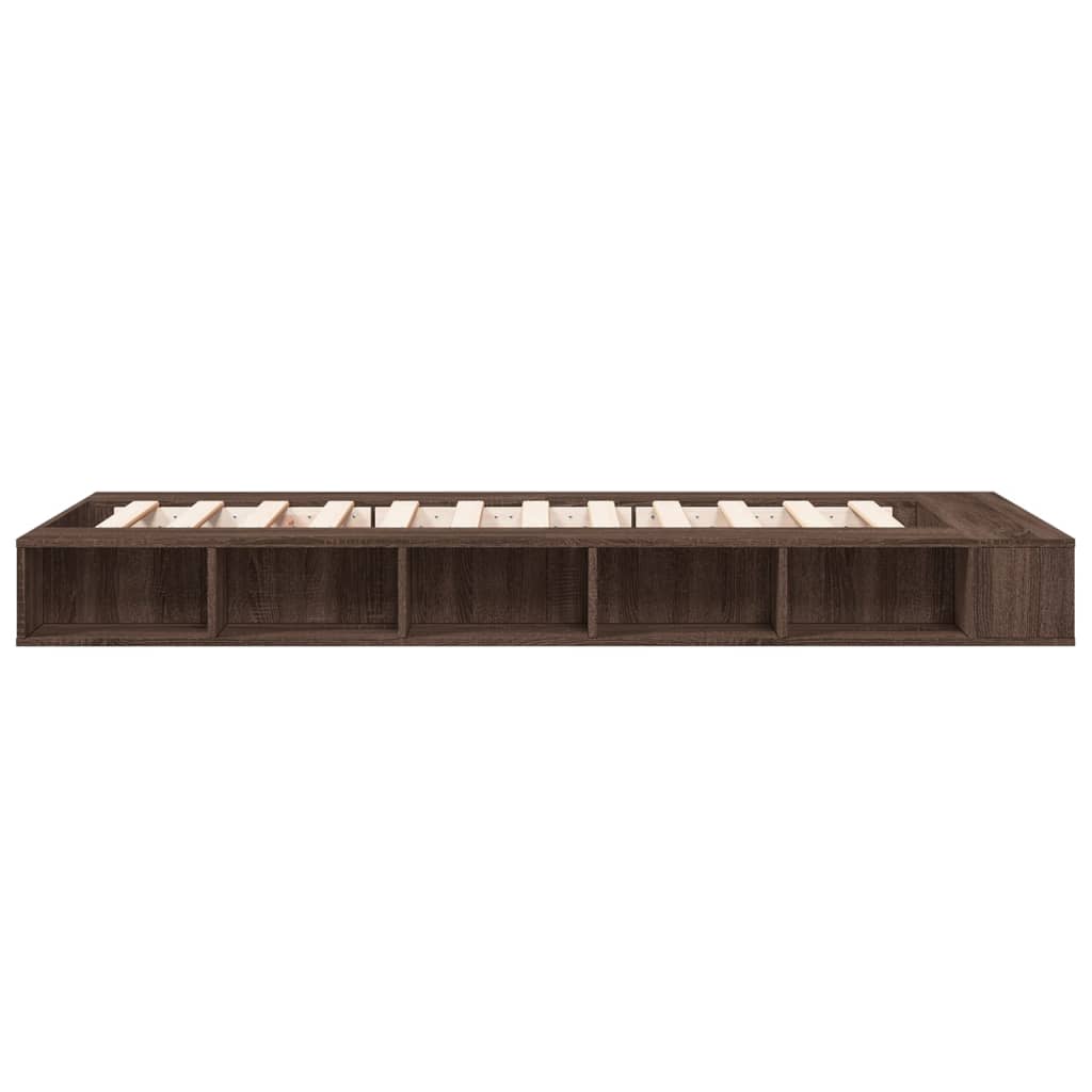 Bed Frame In Brown Oak Look 100x200 Cm Engineered Wood