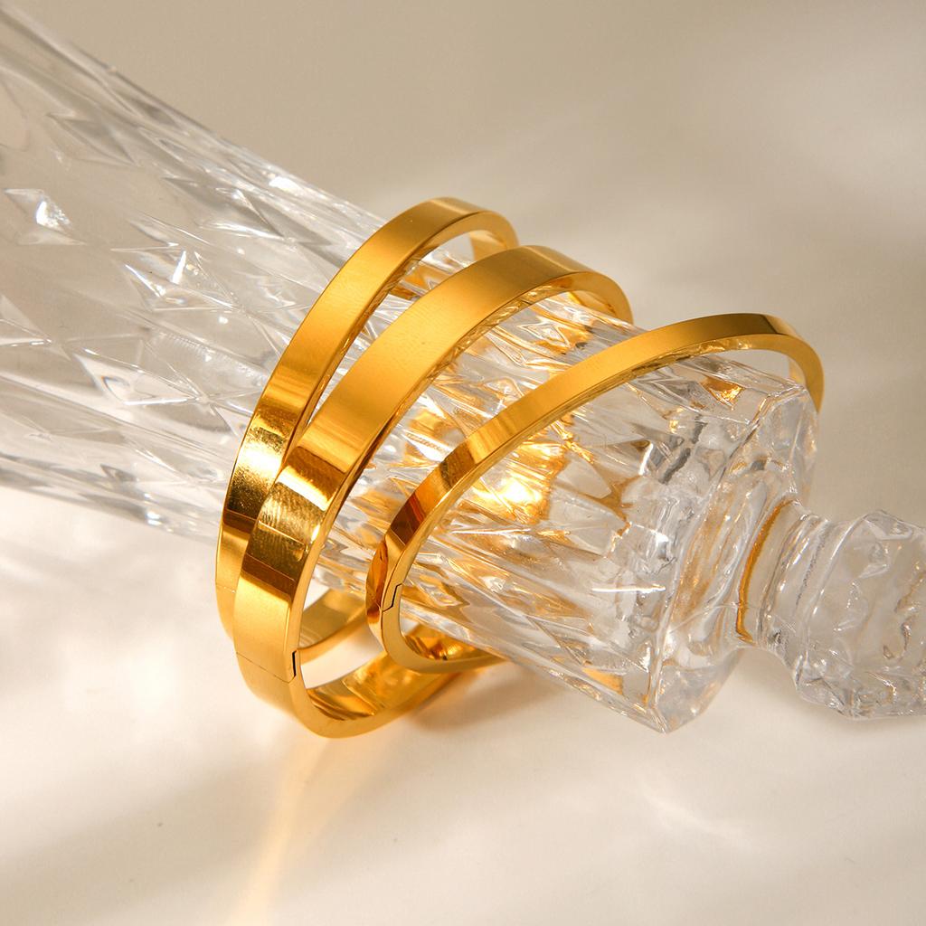 Minimalist Titanium Steel Bangle, Ins Style Fashionable Versatile Stainless Steel Gold Plated Polished Bracelet