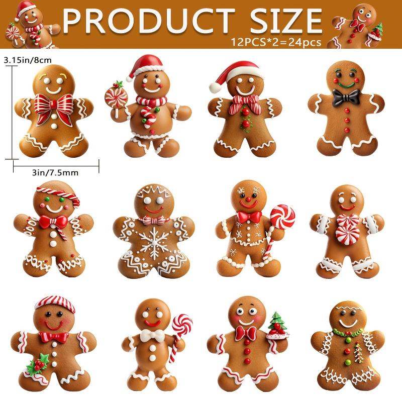 12/24Pcs Christmas Gingerbread Man Ornaments Xmas Tree Wooden Hanging Pendants 2026 Year Party Home Decoration Kids Diy Gift