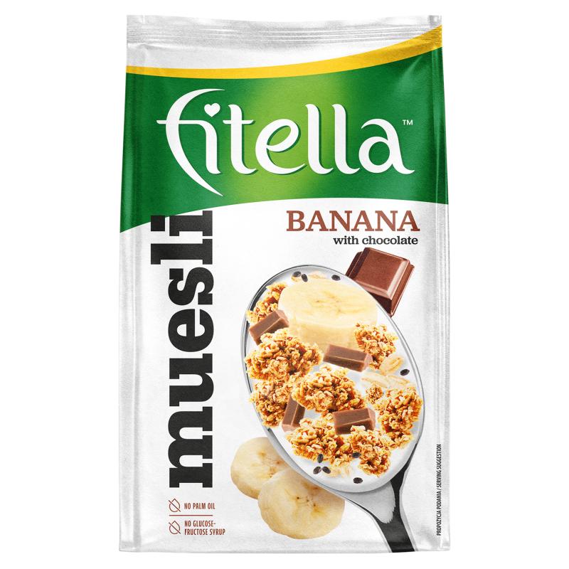 Fitella Musli Chrupkie Bananowe Z Kawałkami Czekolady I Nasionami Chia 300 G