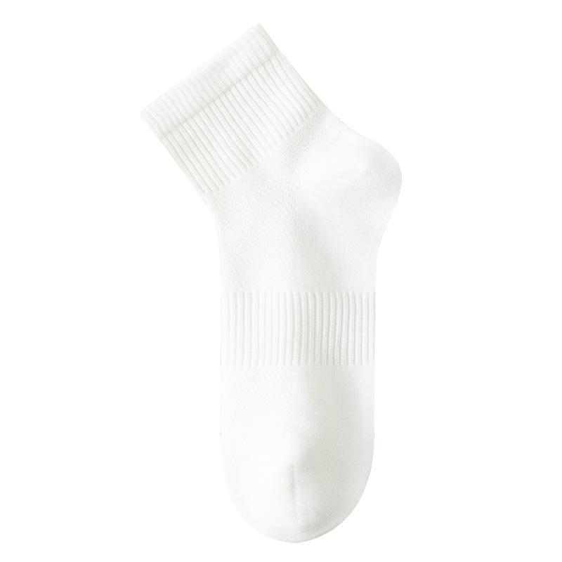 Summer Pure Cotton Boneless Thin Anti-odor Socks for Women, White Breathable Mesh Mid-length Socks for Women, Long Socks
